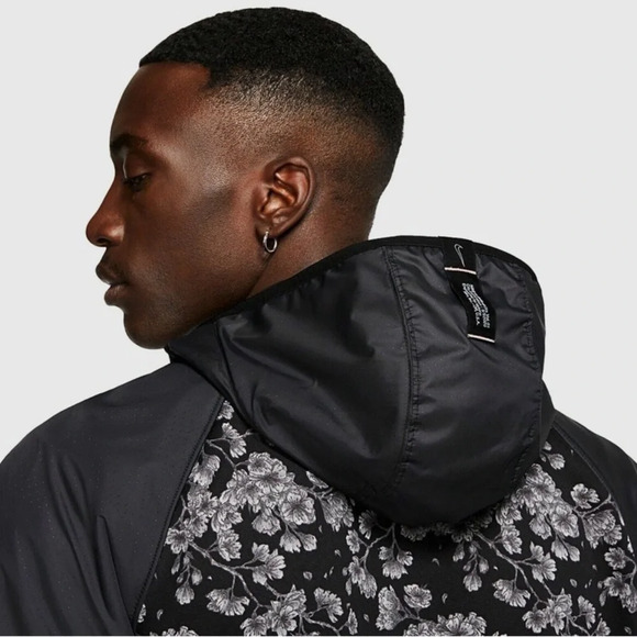 Nike Therma Exploration Black Floral Hooded Jacket Full Zip XL Rare HTF - Picture 4 of 16